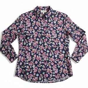 Paris Atelier & Other Stories Silk Top 12 Floral Hidden Buttons Long Sleeve Chic